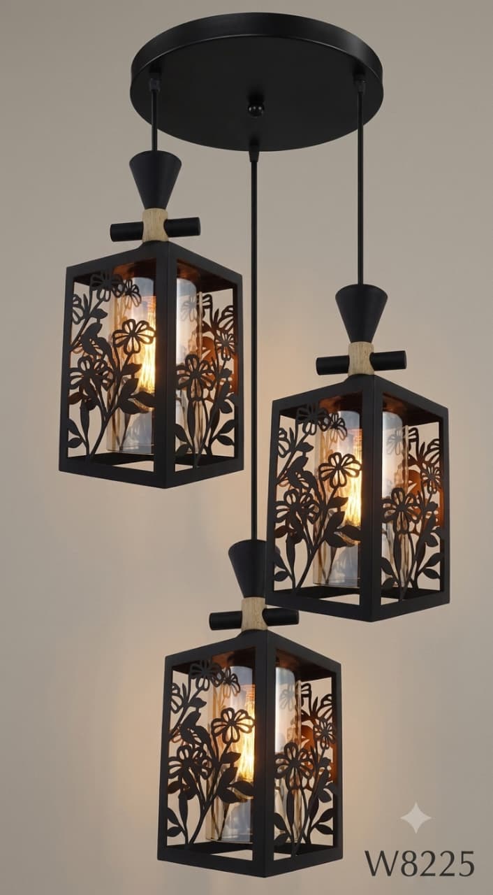 Modern Floral Cutout 3-Head Pendant Ceiling Lamp (W8225)