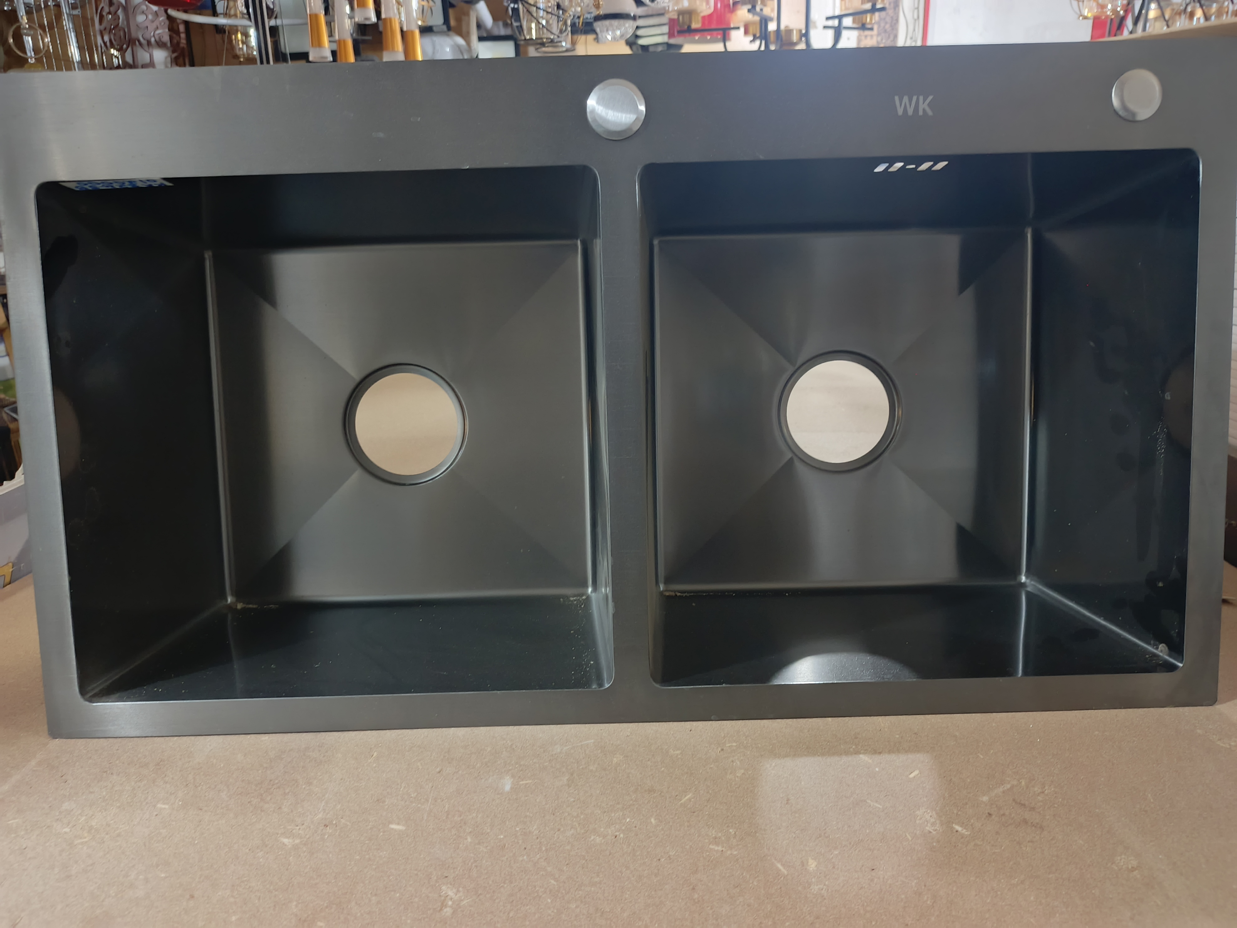 WK Black Double Kitchen Sink