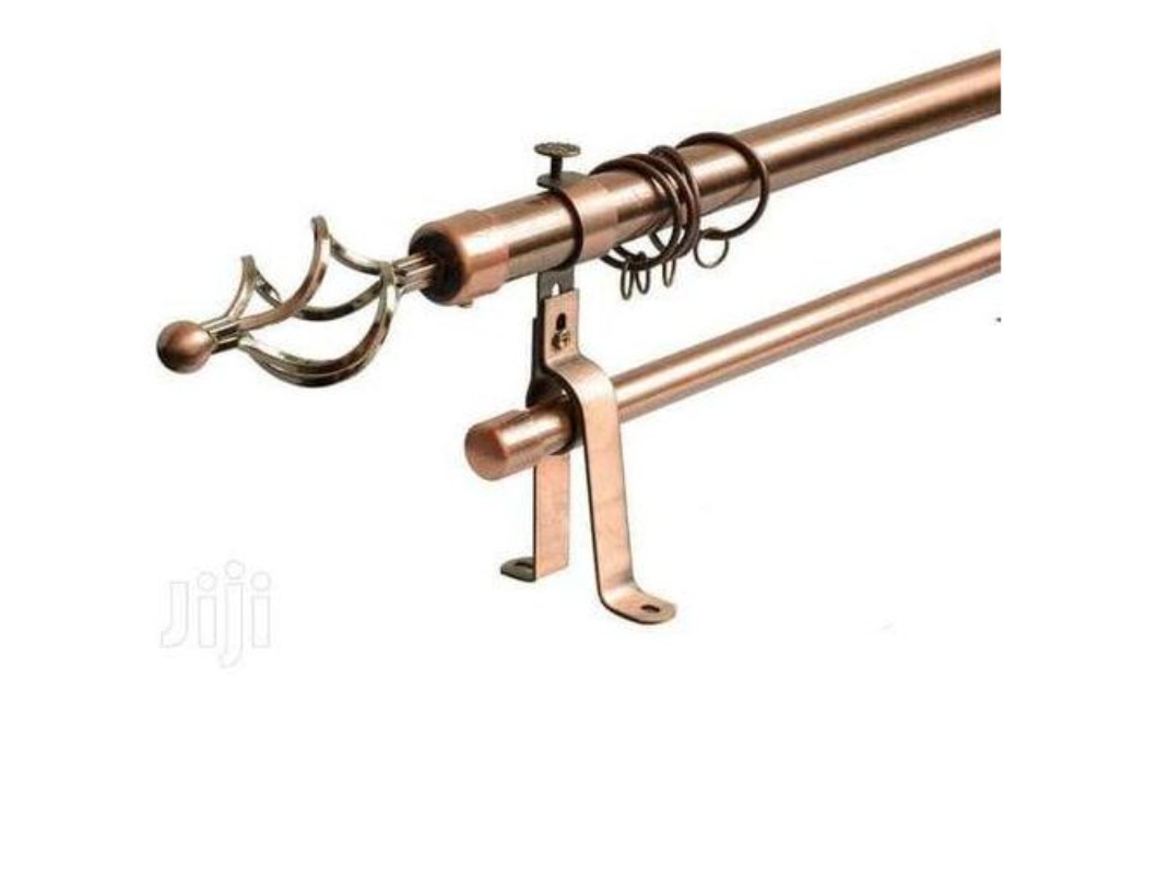 Antique Copper Double Curtain Rod Set