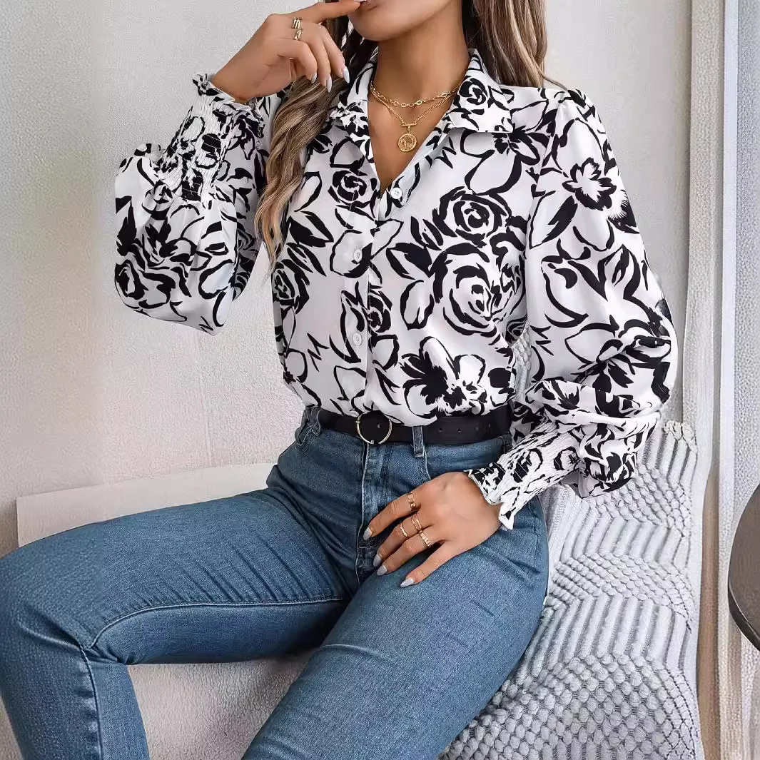 Floral Print Long Sleeve Blouse