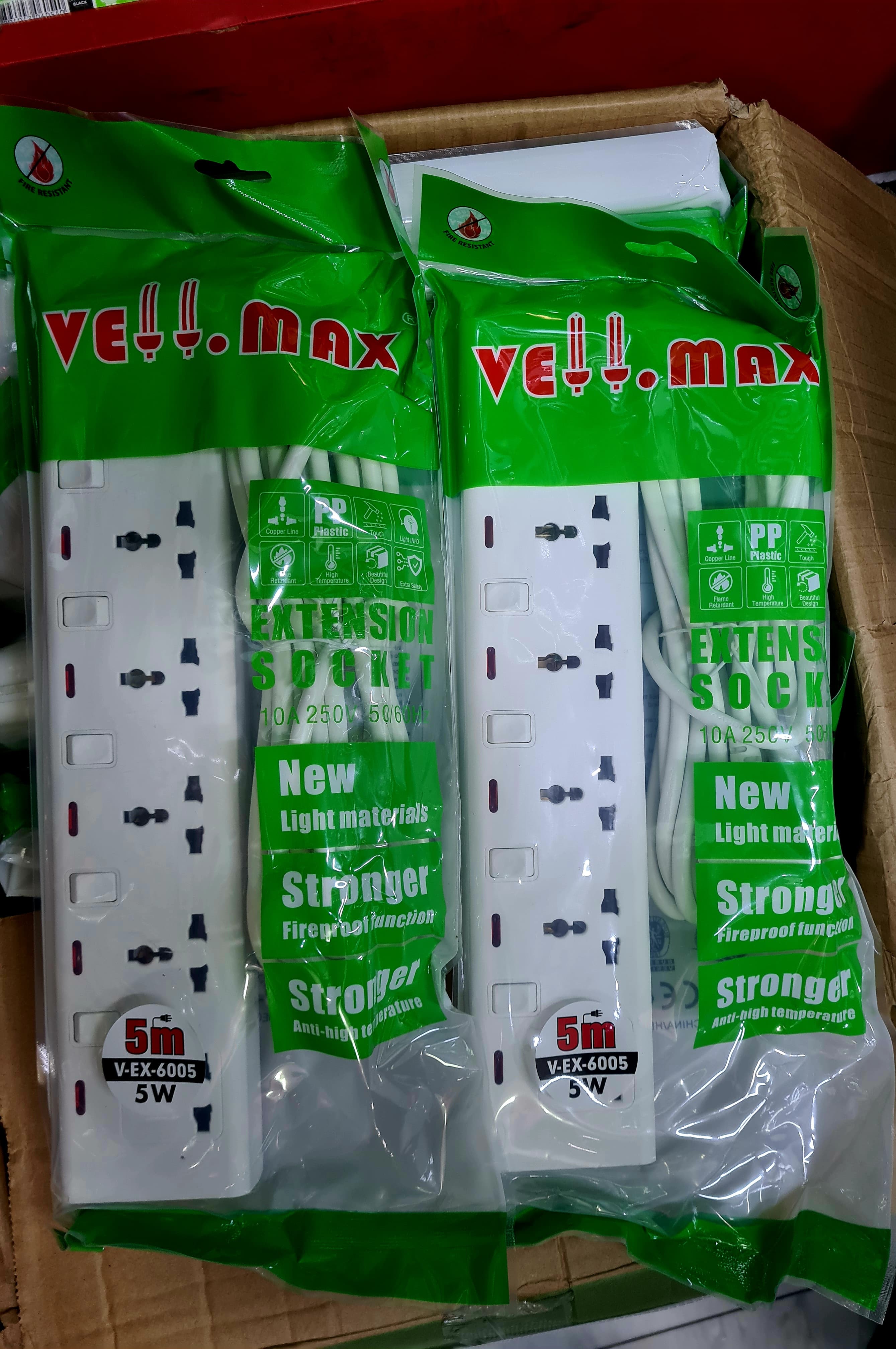 VELL.MAX 5-Way Extension Socket with 5m Cable (V-EX-6005)