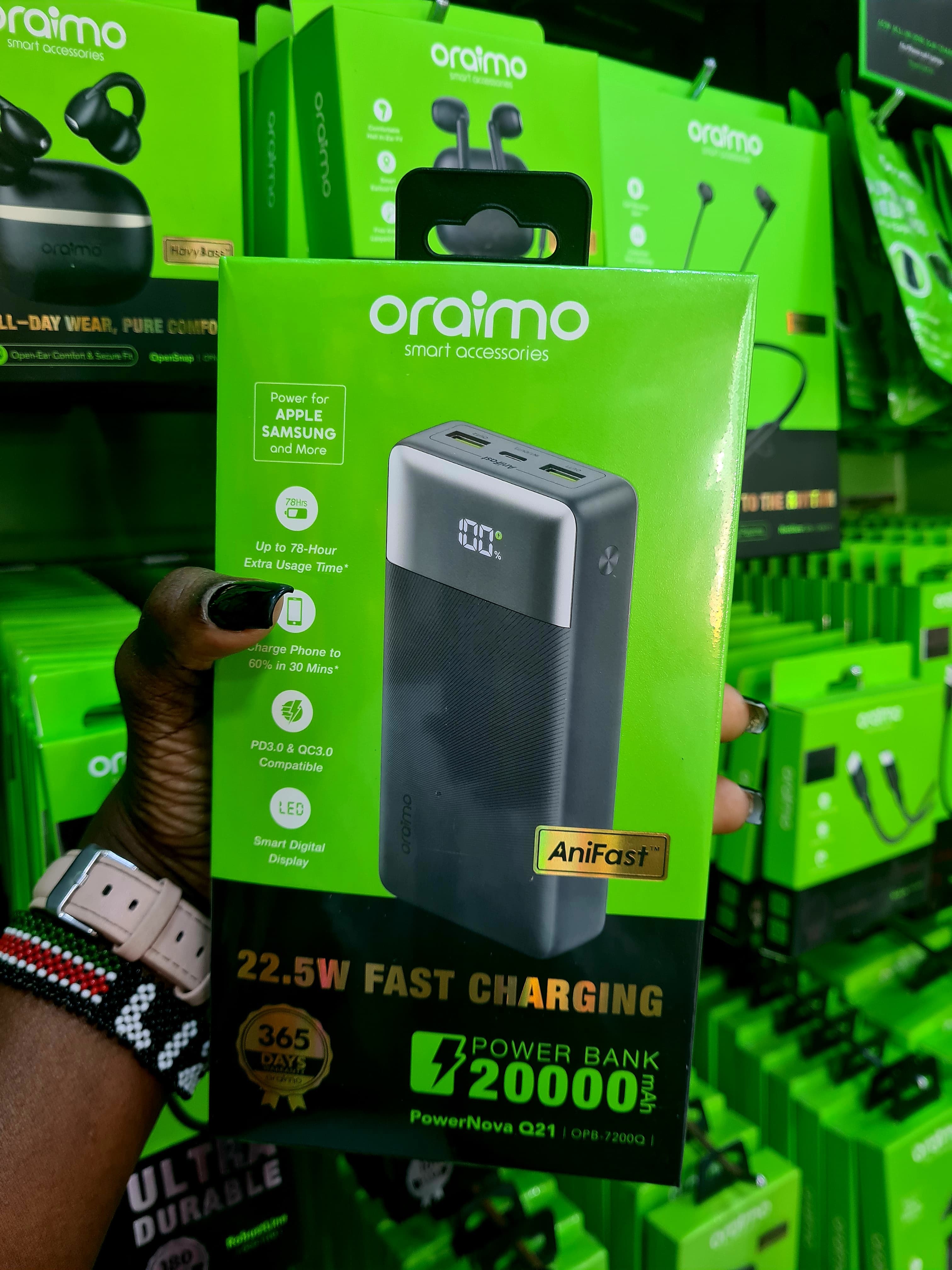 oraimo PowerNova Q21 20000mAh 22.5W Fast Charging Power Bank