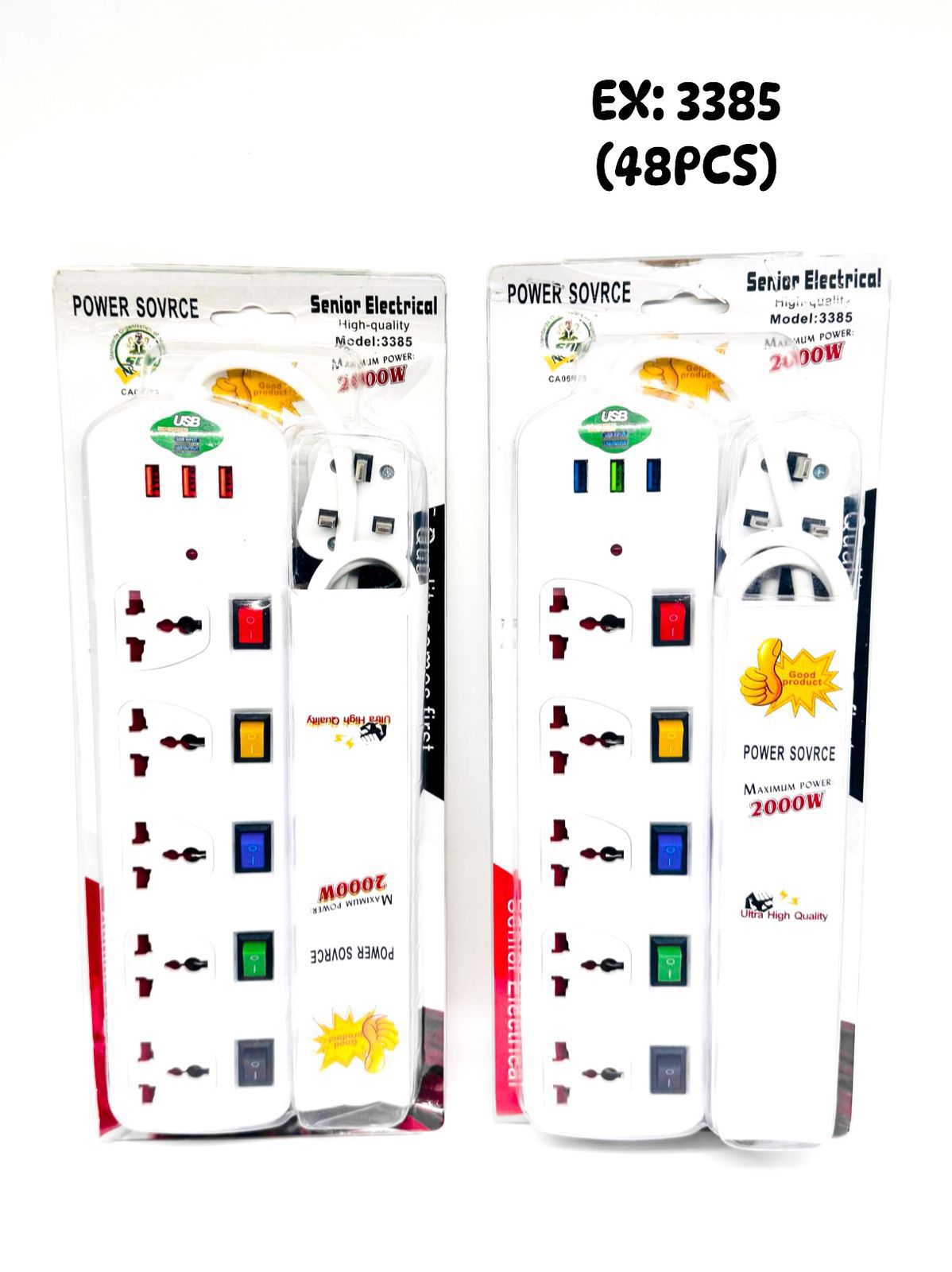 Senior Electrical Power Extension Socket Strip - Model 3385