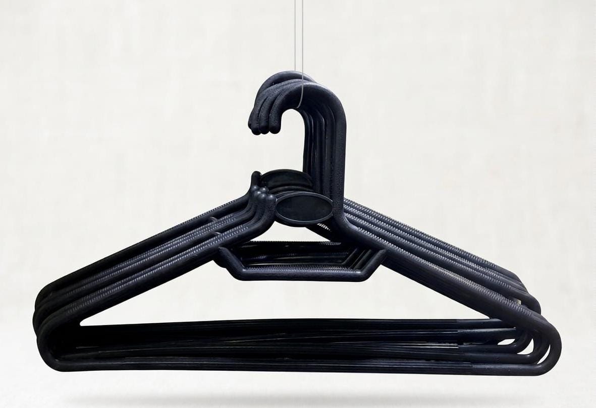 Black Plastic Clothes Hangers Set