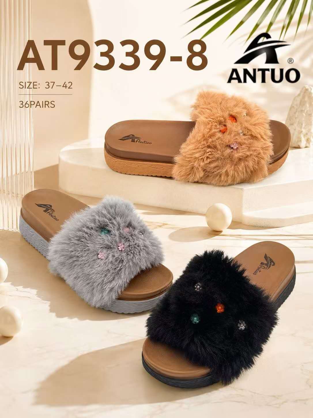 ANTUO Plush Fur Platform Slides AT9339-8
