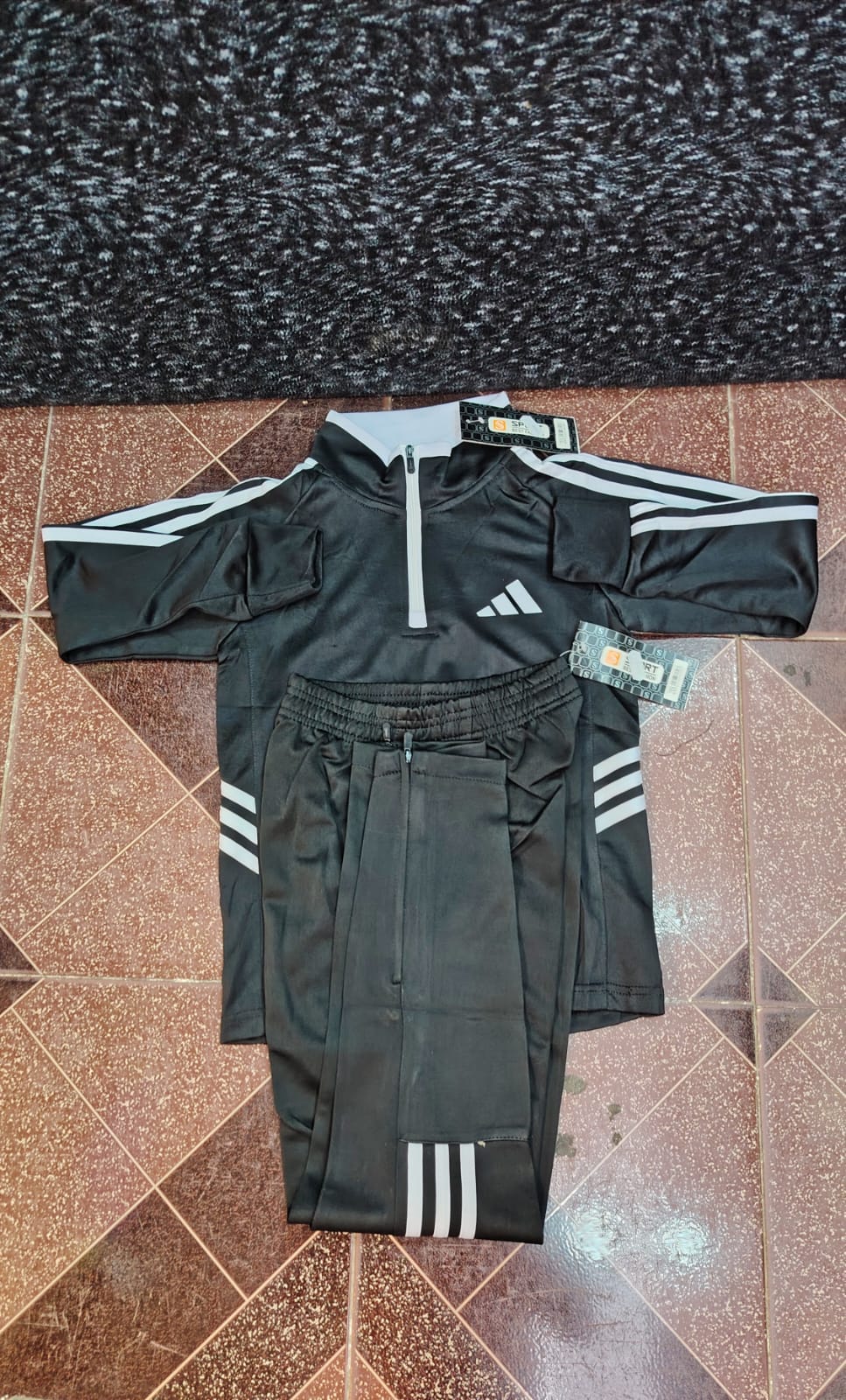 Adidas Black Half-Zip Tracksuit Set